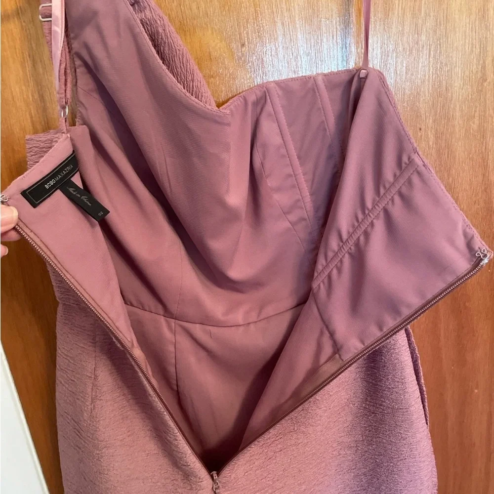 BCBG MAXAZRIA Dusty Rose One Shoulder Audrey Dress - Picture 4 of 7